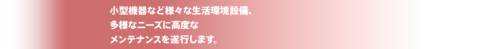 小型機器など様々な生活環境設備、多様なニーズに高度なメンテナンスを遂行します。